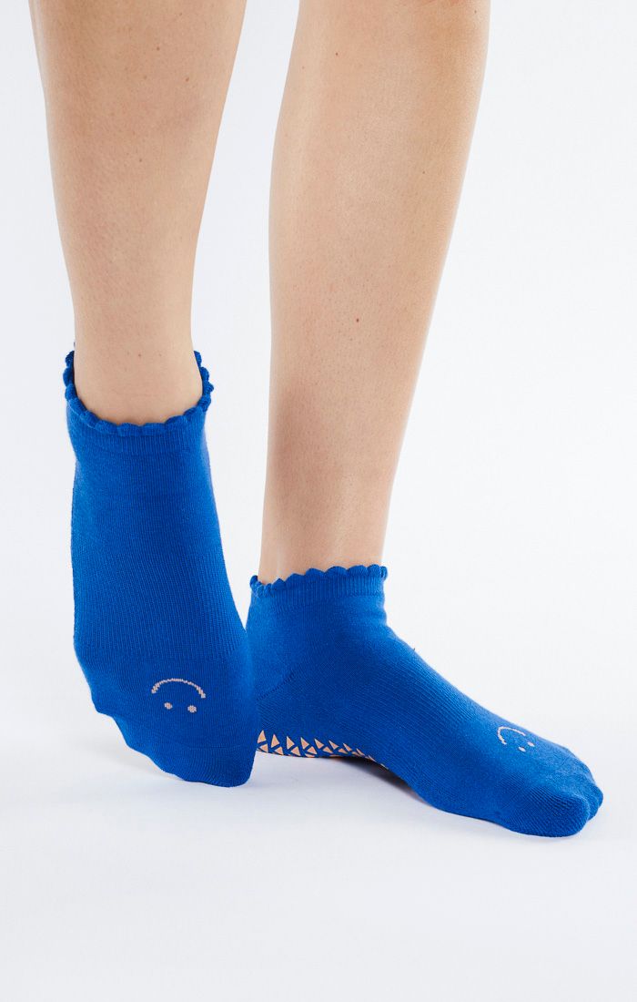 Happy Full Foot Grip Sock - Blue