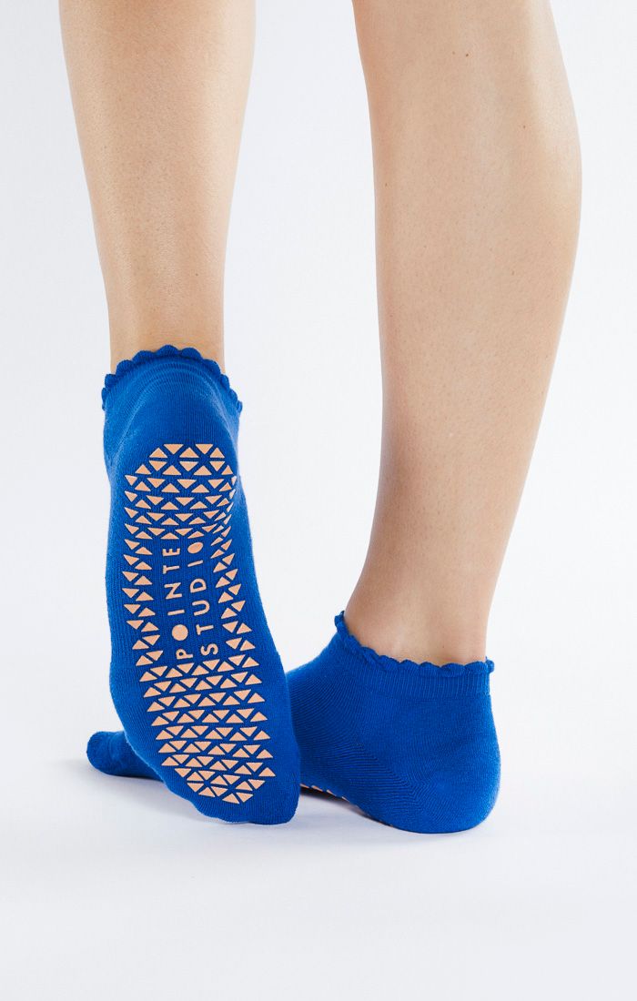 Happy Full Foot Grip Sock - Blue