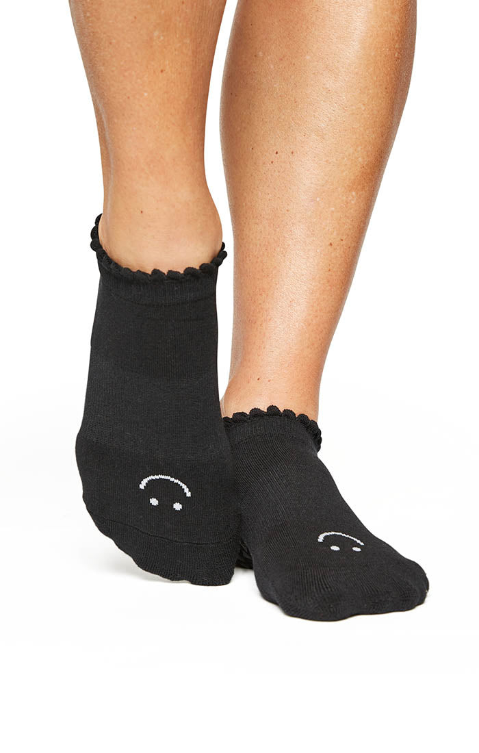 Happy Full Foot Grip Sock - Black