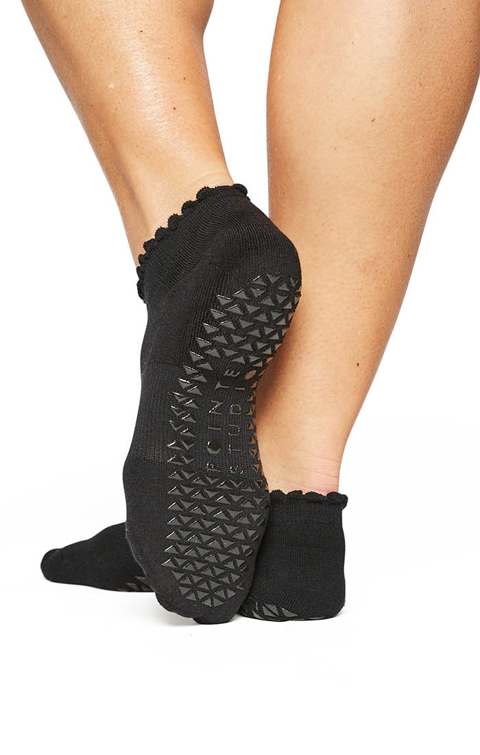 Happy Full Foot Grip Sock - Black