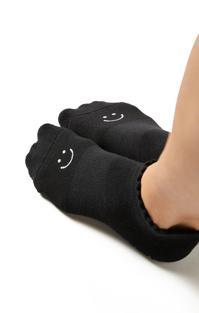 Happy Full Foot Grip Sock - Black