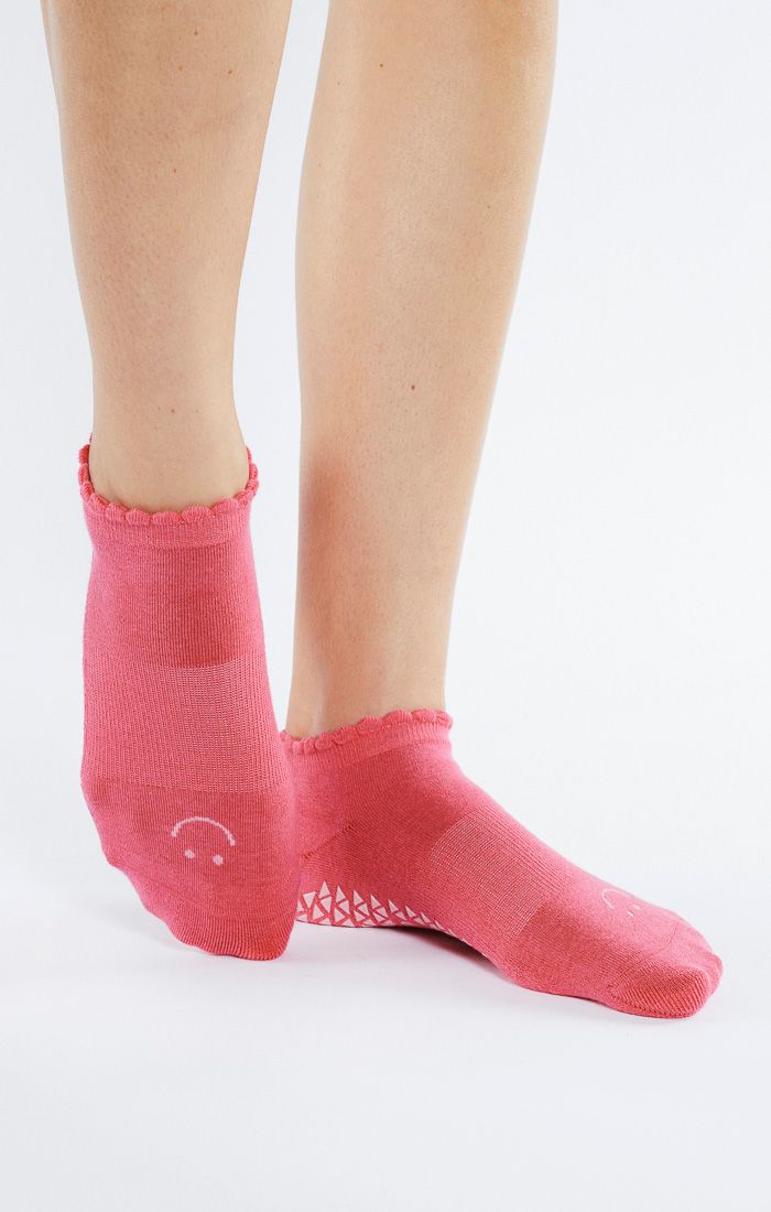 Happy Full Foot Grip Sock - Pink