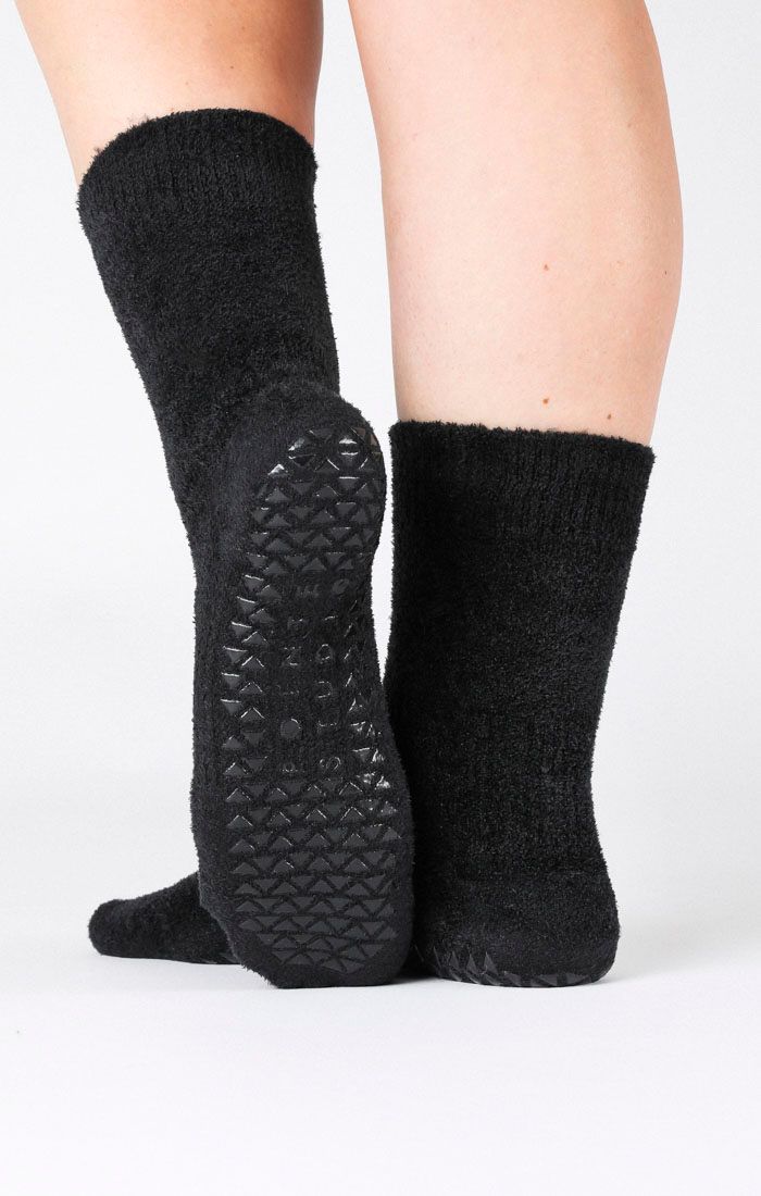 Happy Cloud Crew Grip Sock - Black