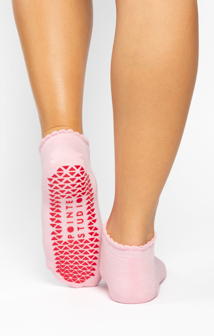 Happy Full Foot Grip Sock - Baby Pink