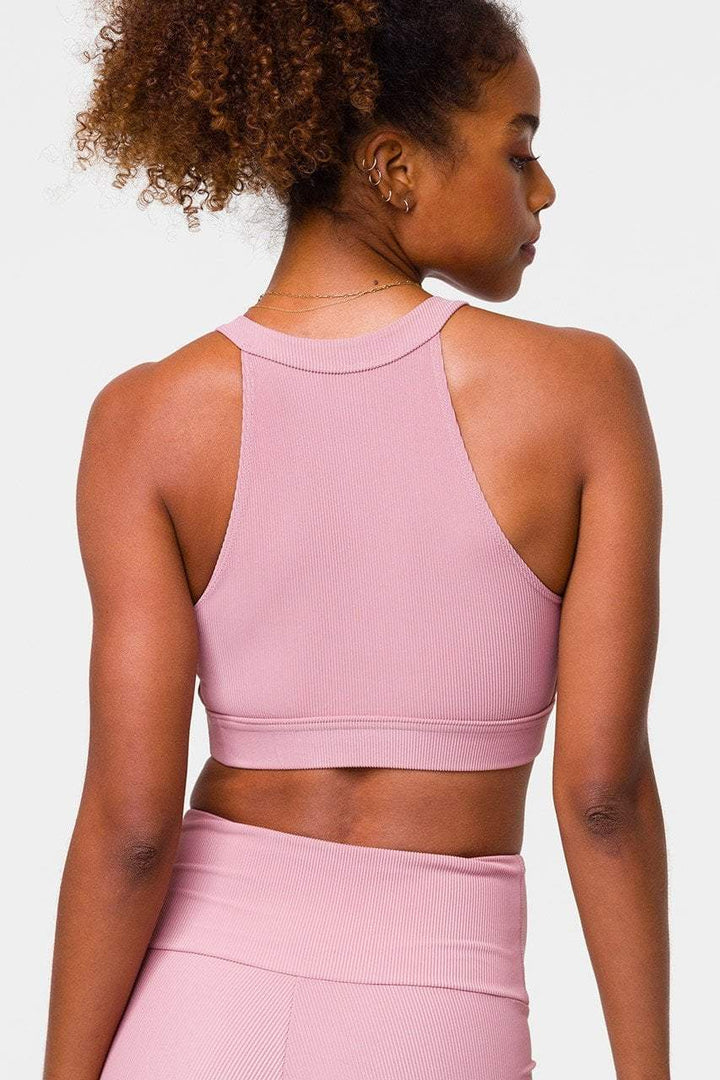 Onzie bra High Neck Crop Top - Antique Rose Rib