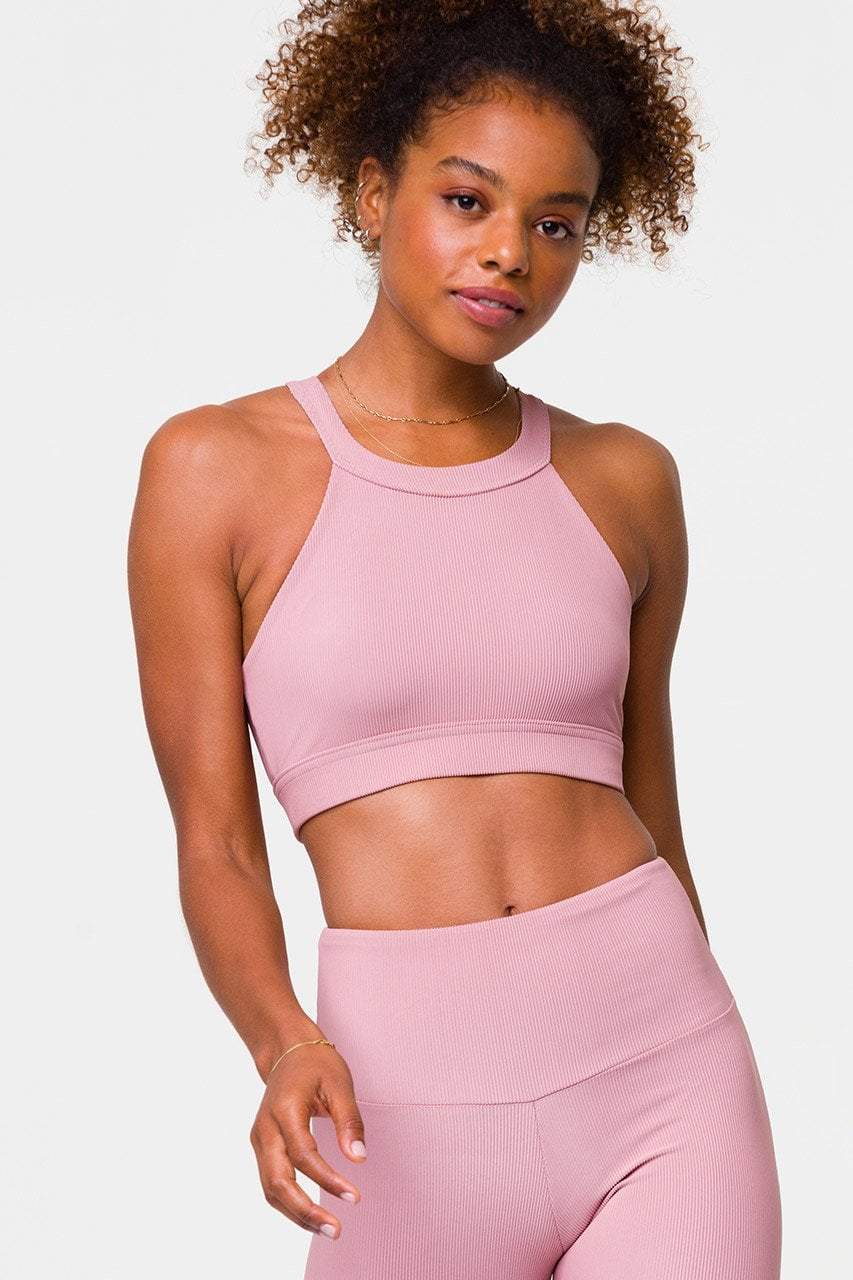 Onzie bra High Neck Crop Top - Antique Rose Rib