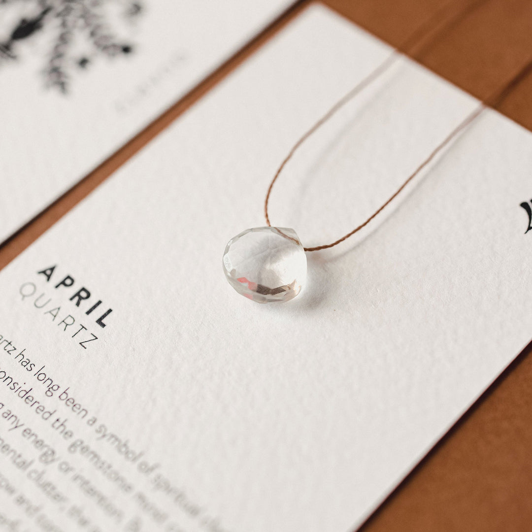 Wanderlust Life Jewellery necklace April Fine Cord Birthstone Necklace | Clear Quartz