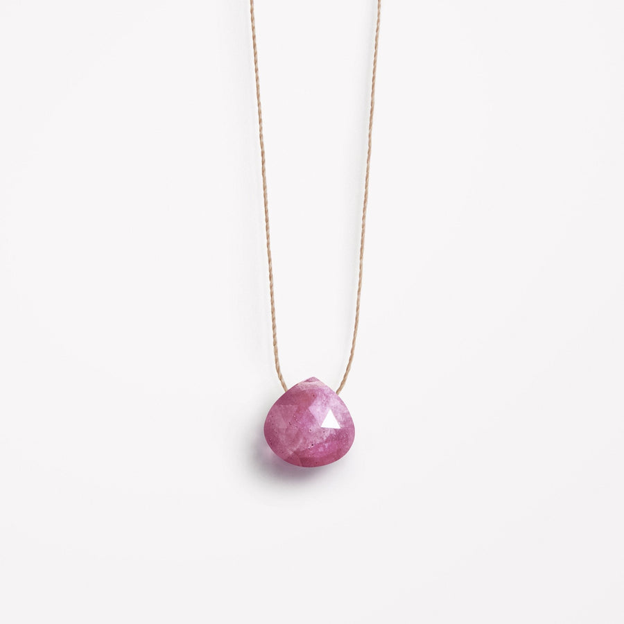 Wanderlust Life Jewellery necklace September Fine Cord Birthstone Necklace | Pink Sapphire