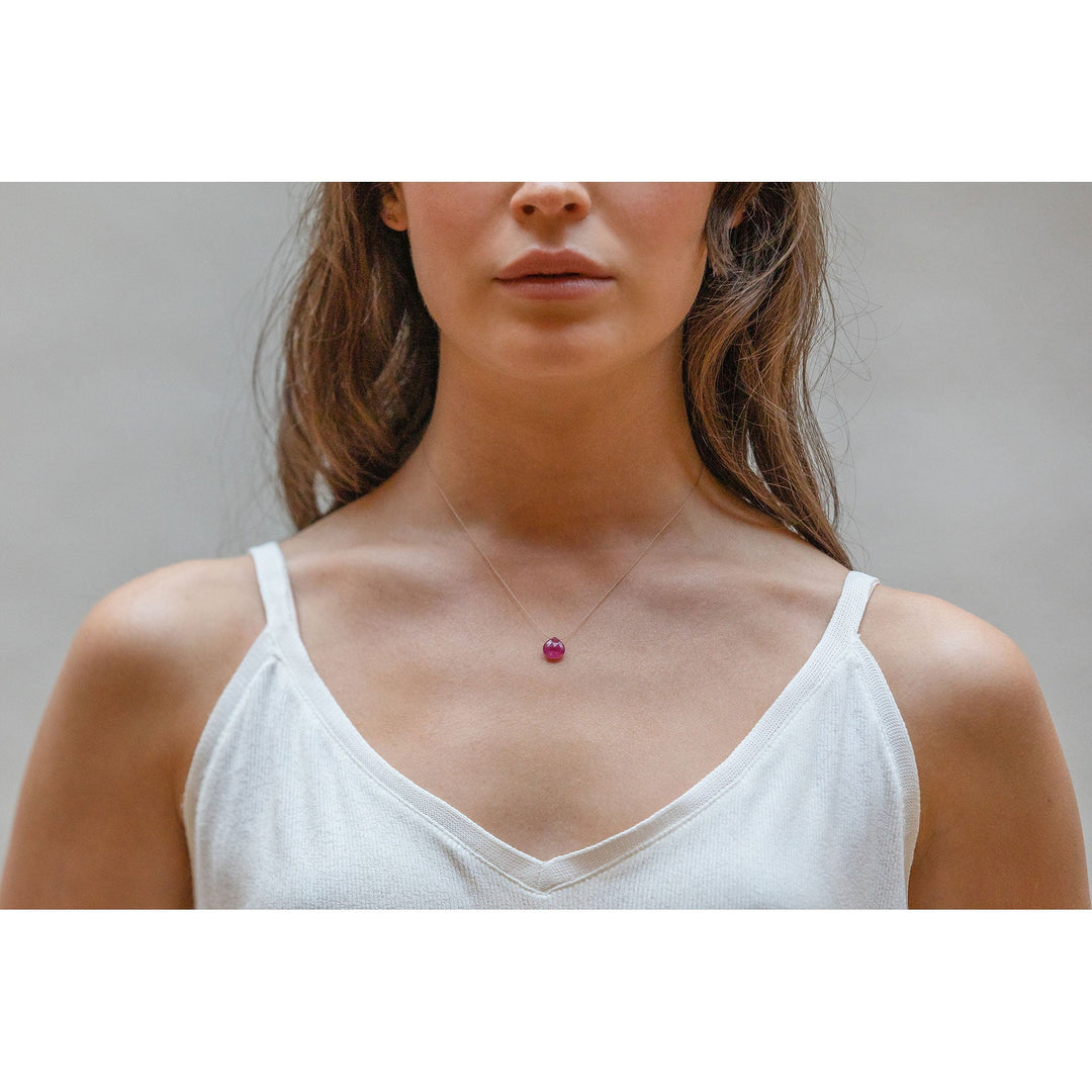 Wanderlust Life Jewellery necklace September Fine Cord Birthstone Necklace | Pink Sapphire