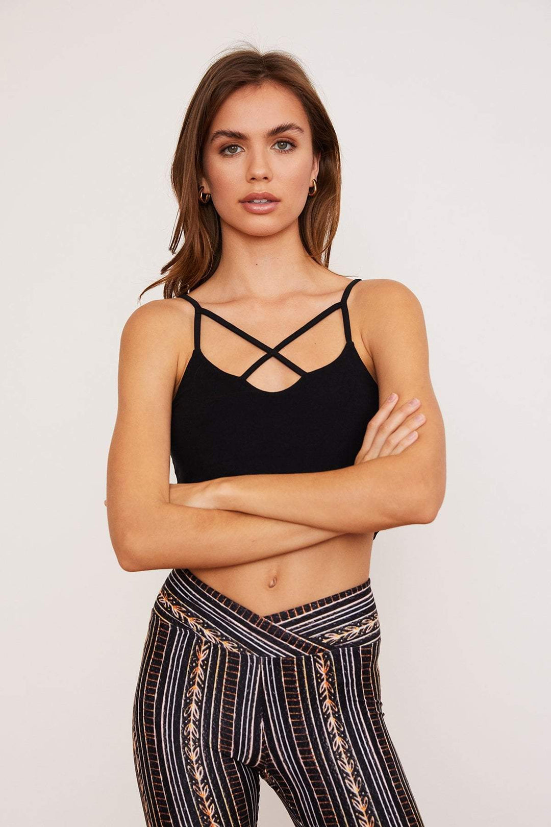 Wolven Bra Zephyr Crisscross Four-Way Top